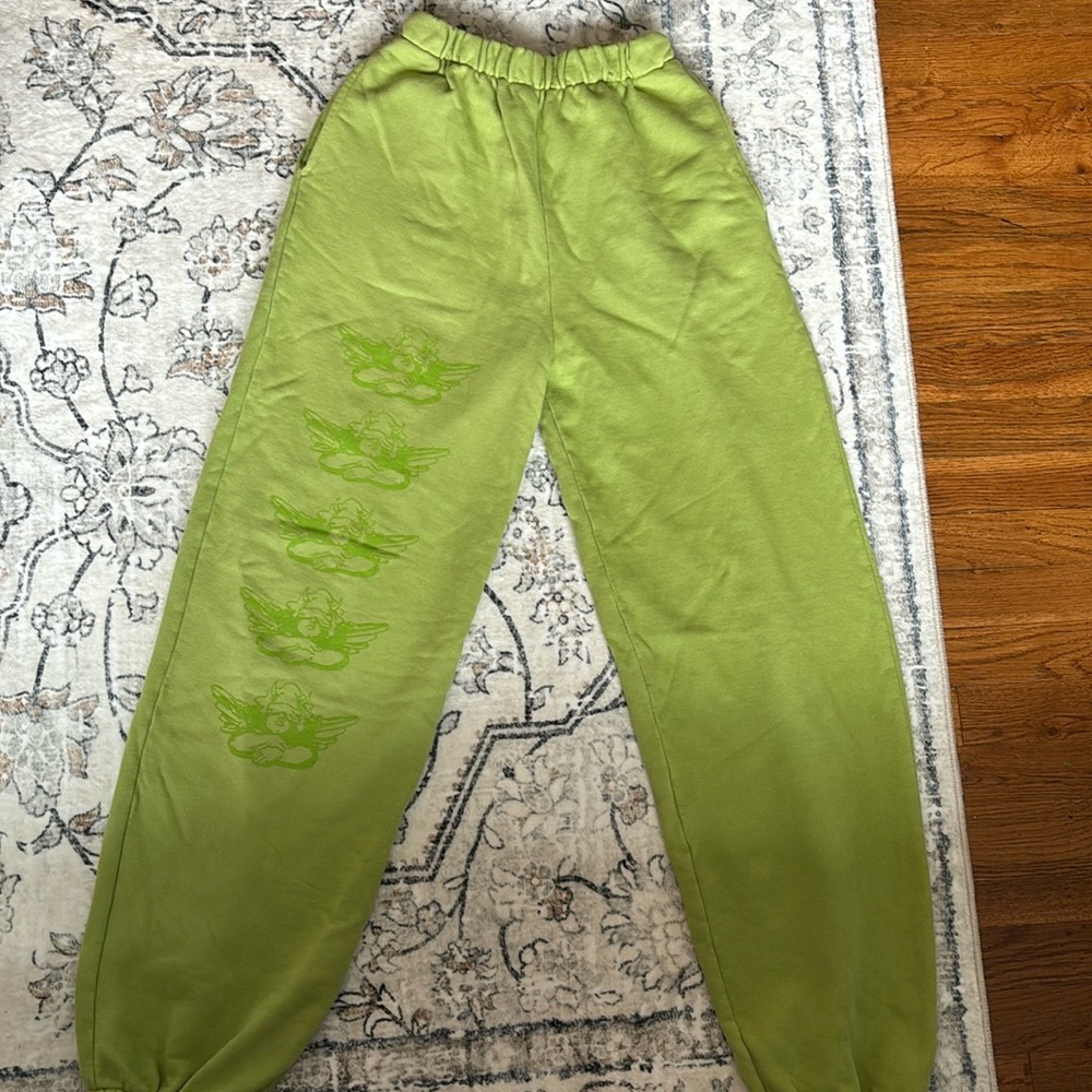 Boys Lie Lime Green Track Pants with Side Graphics